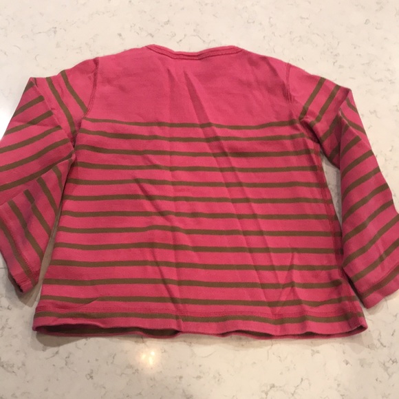 Petite Bateau Pink and Green Striped Long Sleeve Cotton Top - Size 6 - Picture 5 of 5